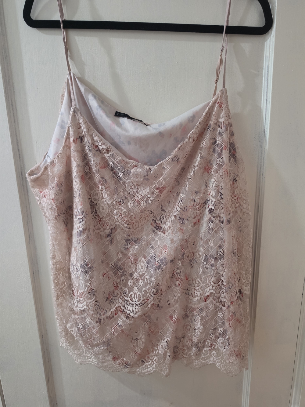 Maurices Blush Pink Lace Camisole with Floral Underlay